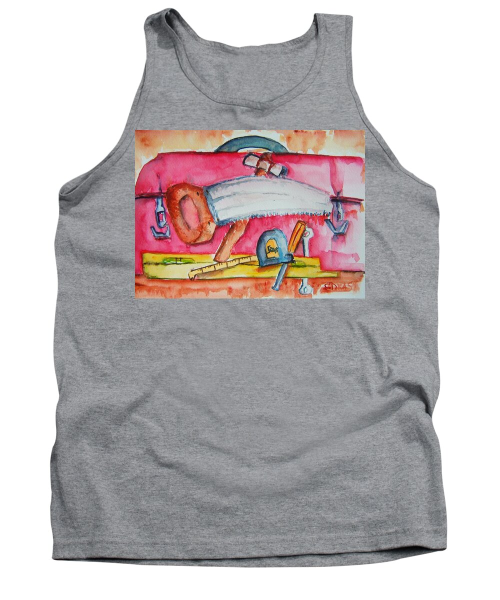 Tools Tank Top featuring the painting Fix and Finish It by Elaine Duras