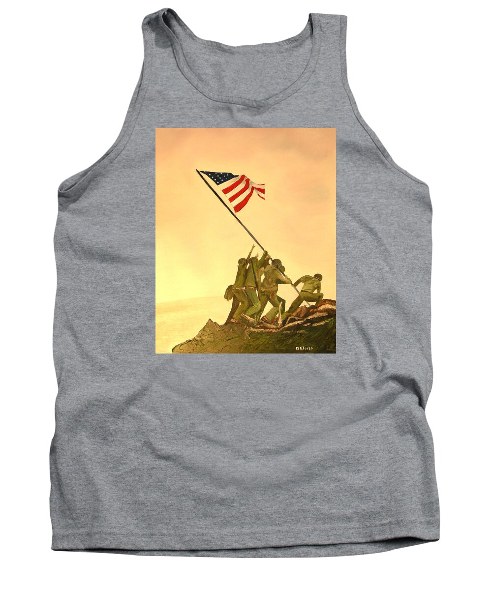 Marines Tank Top featuring the painting Flag Raising at Iwo Jima by Dean Glorso