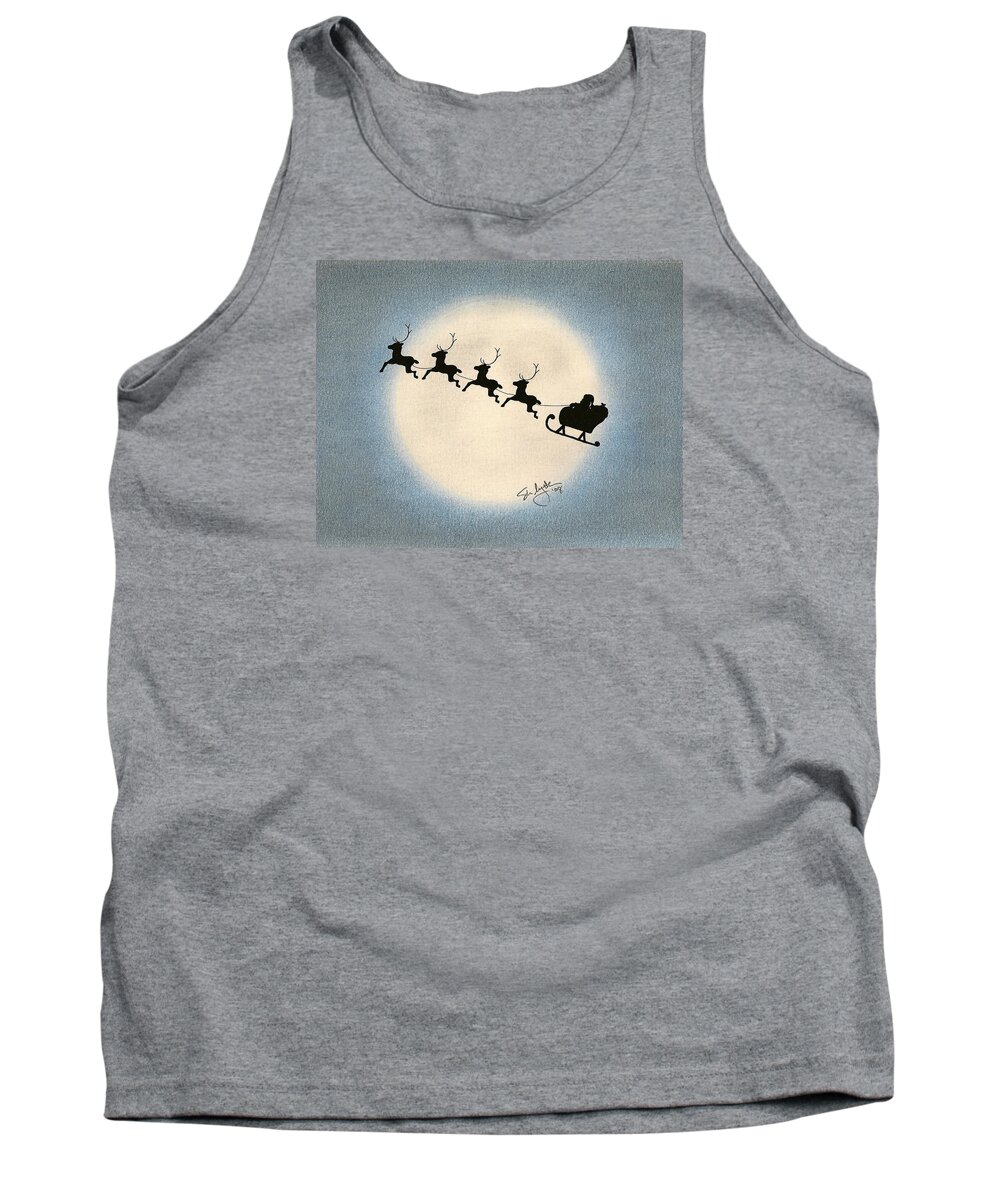 Christmas Tank Top featuring the drawing Flight 1224 by Troy Levesque