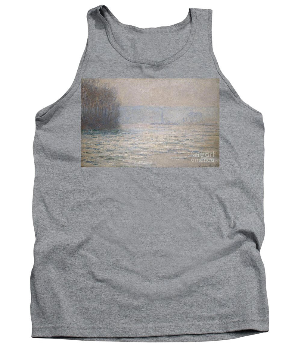 French Tank Top featuring the painting Floods on the Seine near Bennecourt by Claude Monet