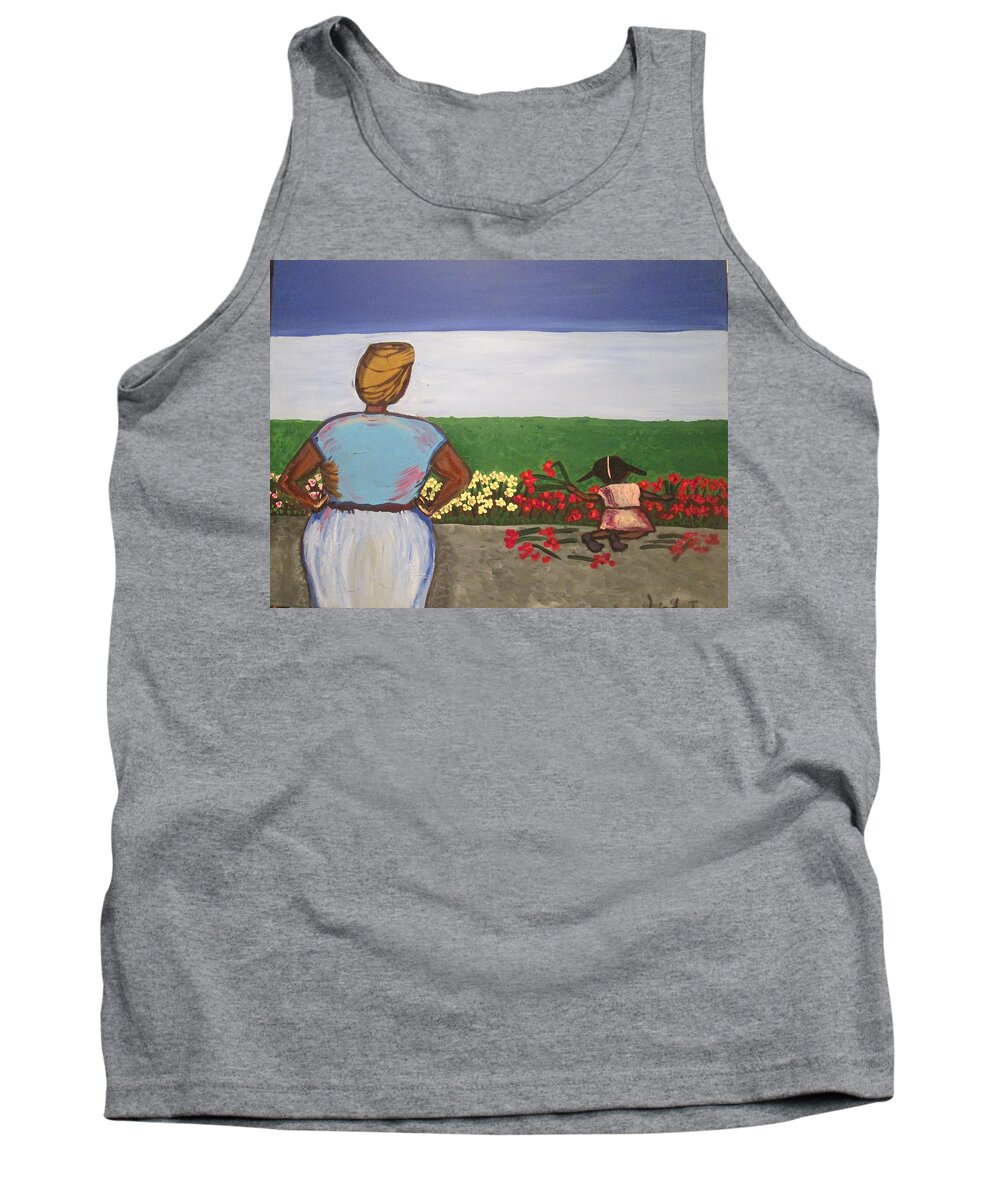 Child Tank Top featuring the painting Flowers for Tantie by Jennylynd James