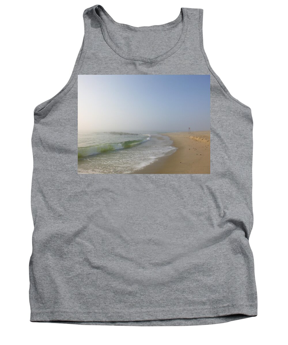 Waves Tank Top featuring the photograph Fog and blue sky 2 by Ellen Paull