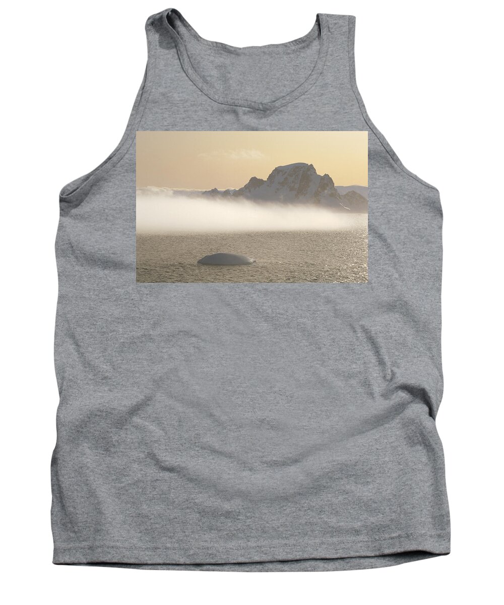 Feb0514 Tank Top featuring the photograph Fog Bank And Icy Mountains Gerlache by Tui De Roy