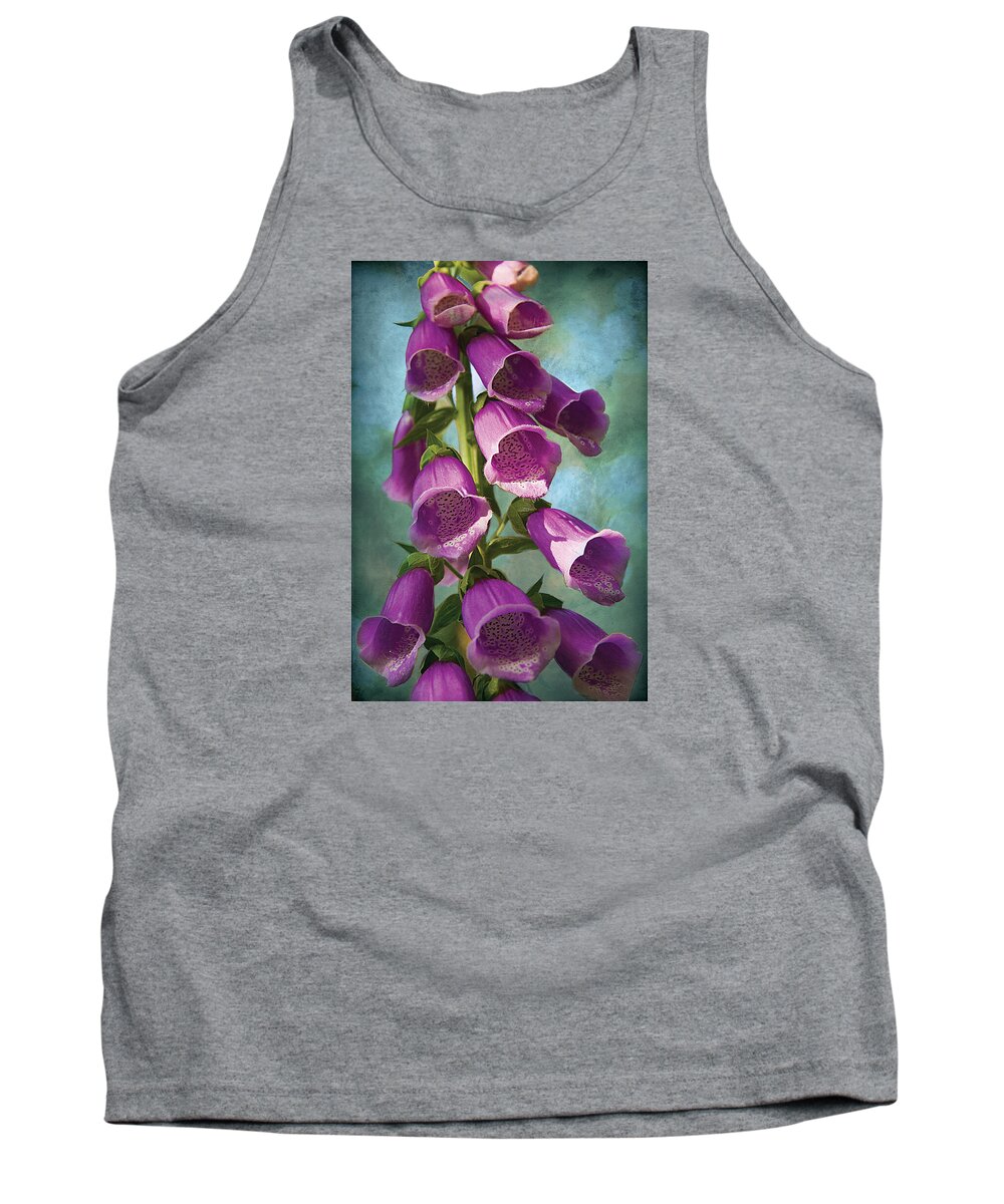 Flower Image Print Tank Top featuring the photograph Foxglove On Blue by David Davies