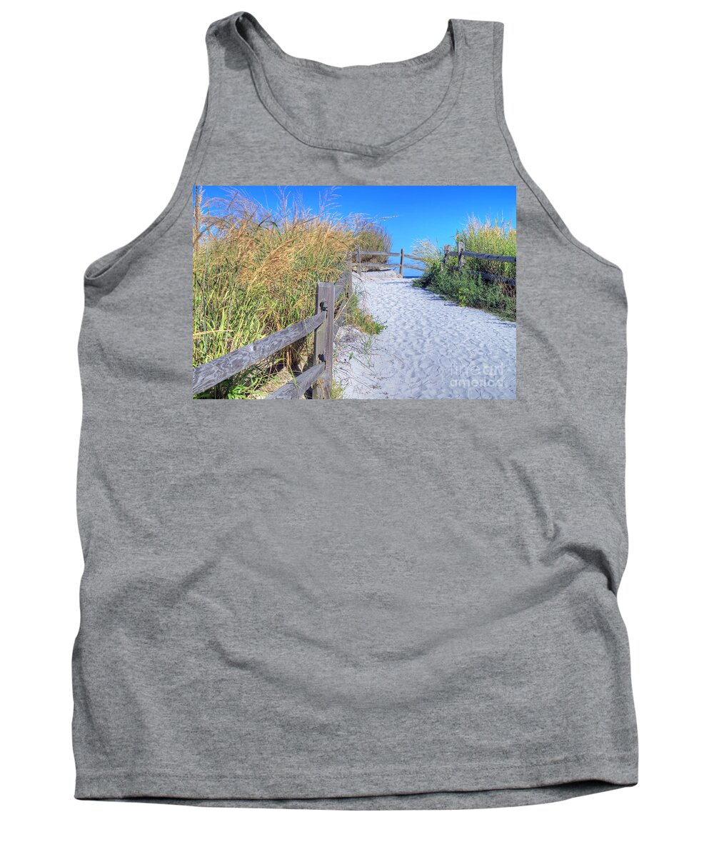 Sand Tank Top featuring the photograph Footprints In The Sand by Geoff Crego