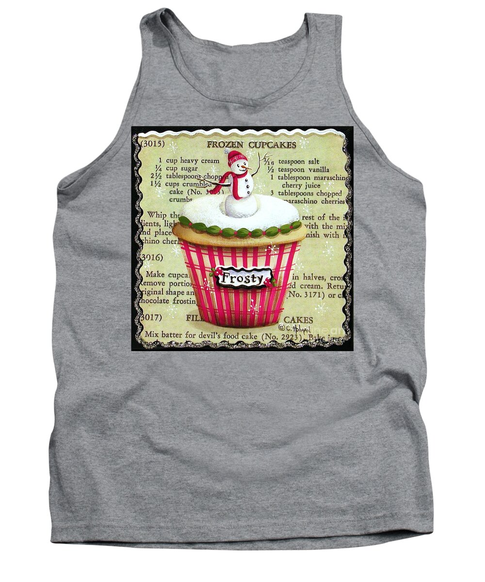 Art Tank Top featuring the painting Frozen Frosty Cupcake by Catherine Holman