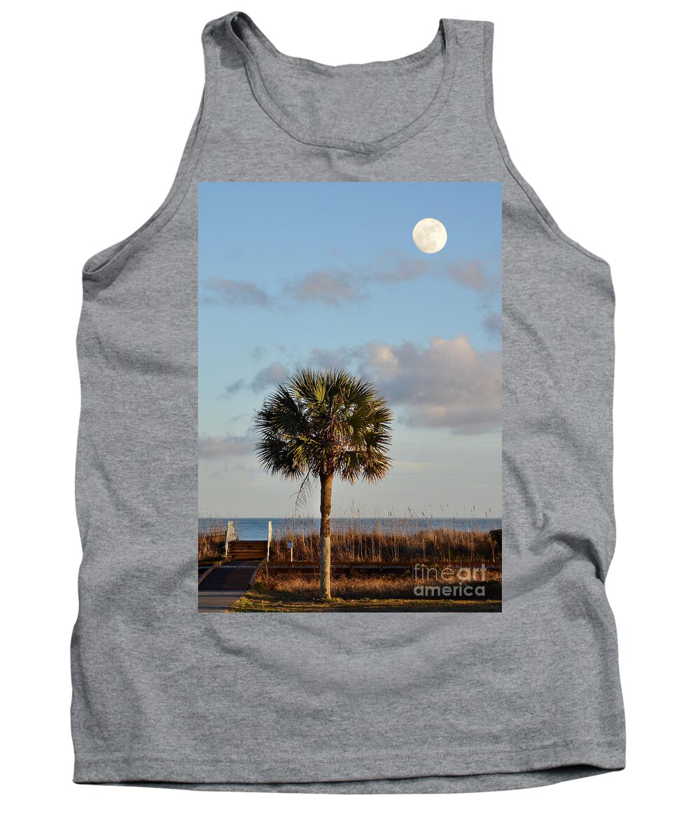 Scenic Tank Top featuring the photograph Full Moon At Myrtle Beach State Park by Kathy Baccari