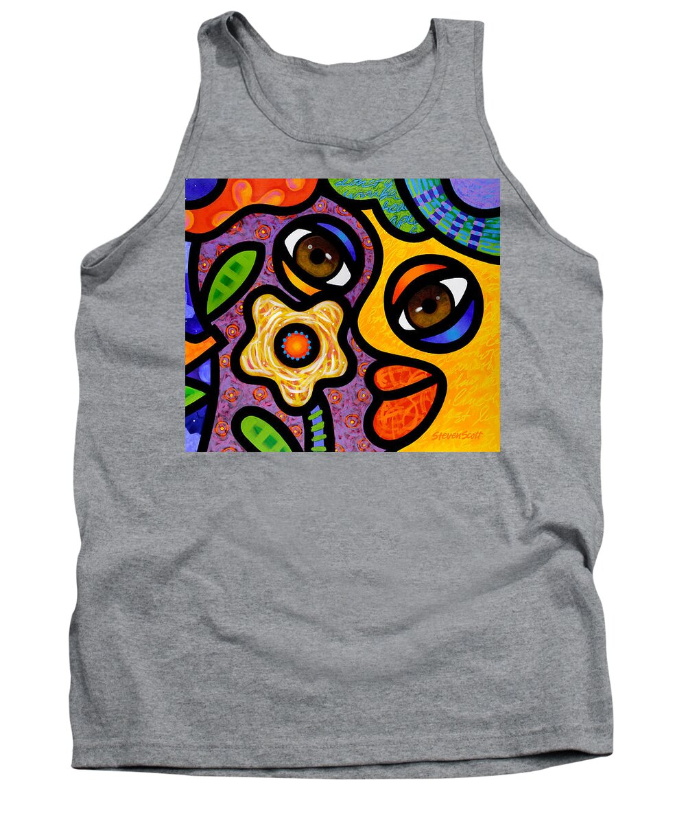 Abstract Tank Top featuring the painting Garden Party by Steven Scott