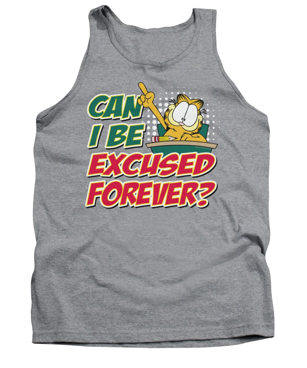 Garfield Tank Top featuring the digital art Garfield - Excused Forever by Brand A