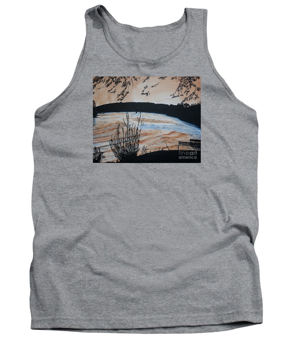 Donley Tank Top featuring the painting Gone Fishing by Ian Donley