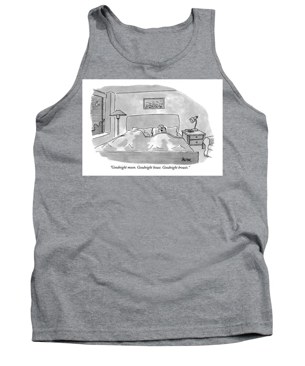 Bedroom Scenes Tank Top featuring the drawing Goodnight Moon. Goodnight House. Goodnight by Jack Ziegler