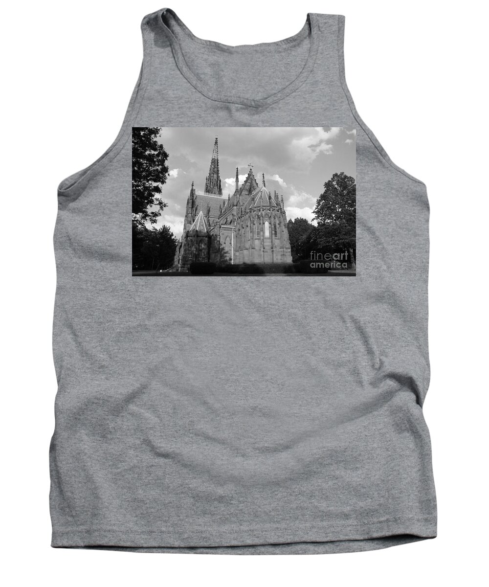 Gothic Church In Black And White Tank Top featuring the photograph Gothic Church In Black and White by John Telfer