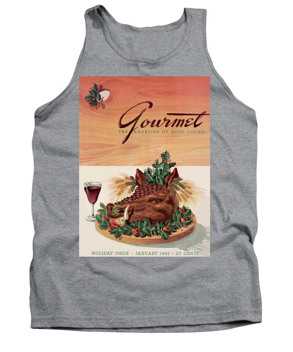 Fashion Tank Top featuring the photograph Gourmet Cover Featuring A Boar's Head by Henry Stahlhut