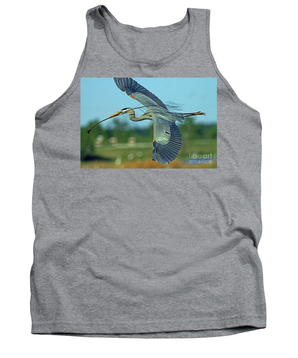 Great Blue Heron Tank Top featuring the photograph Great Blue Heron Flight 2 by Larry Nieland