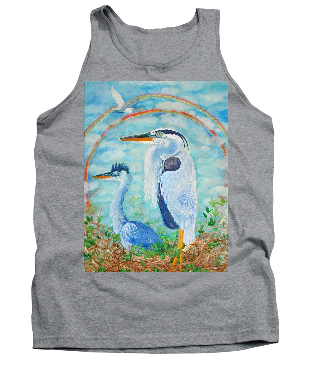 Bird Tank Top featuring the painting Great Blue Herons Seek Freedom by Ashleigh Dyan Bayer