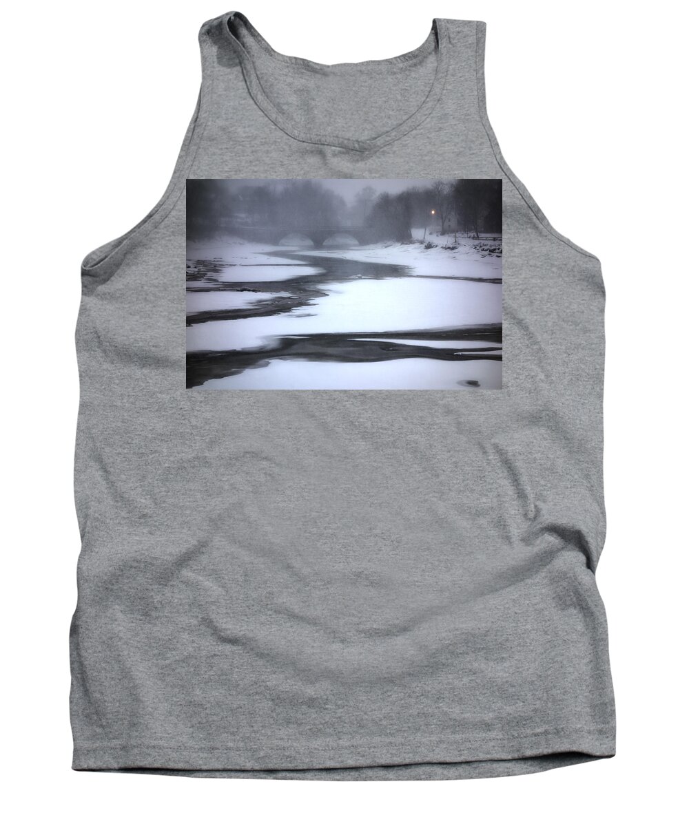 Snow Tank Top featuring the photograph Green Street Bridge in a Winter Storm by Stoney Stone