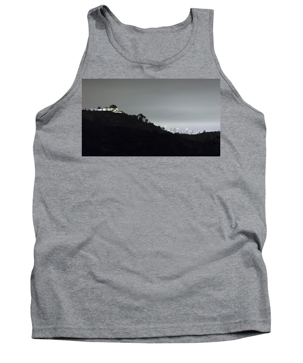 Griffith Park Observatory Tank Top featuring the photograph Griffith Park Observatory and Los Angeles Skyline at Night by Belinda Greb