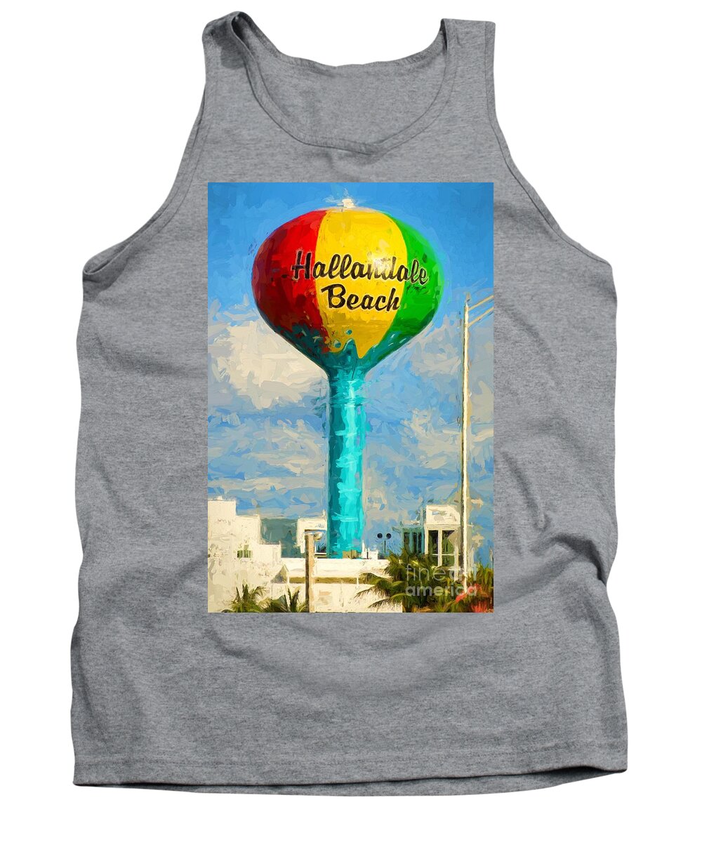 Hallandale Tank Top featuring the photograph Hallandale Beach Water Tower by Les Palenik