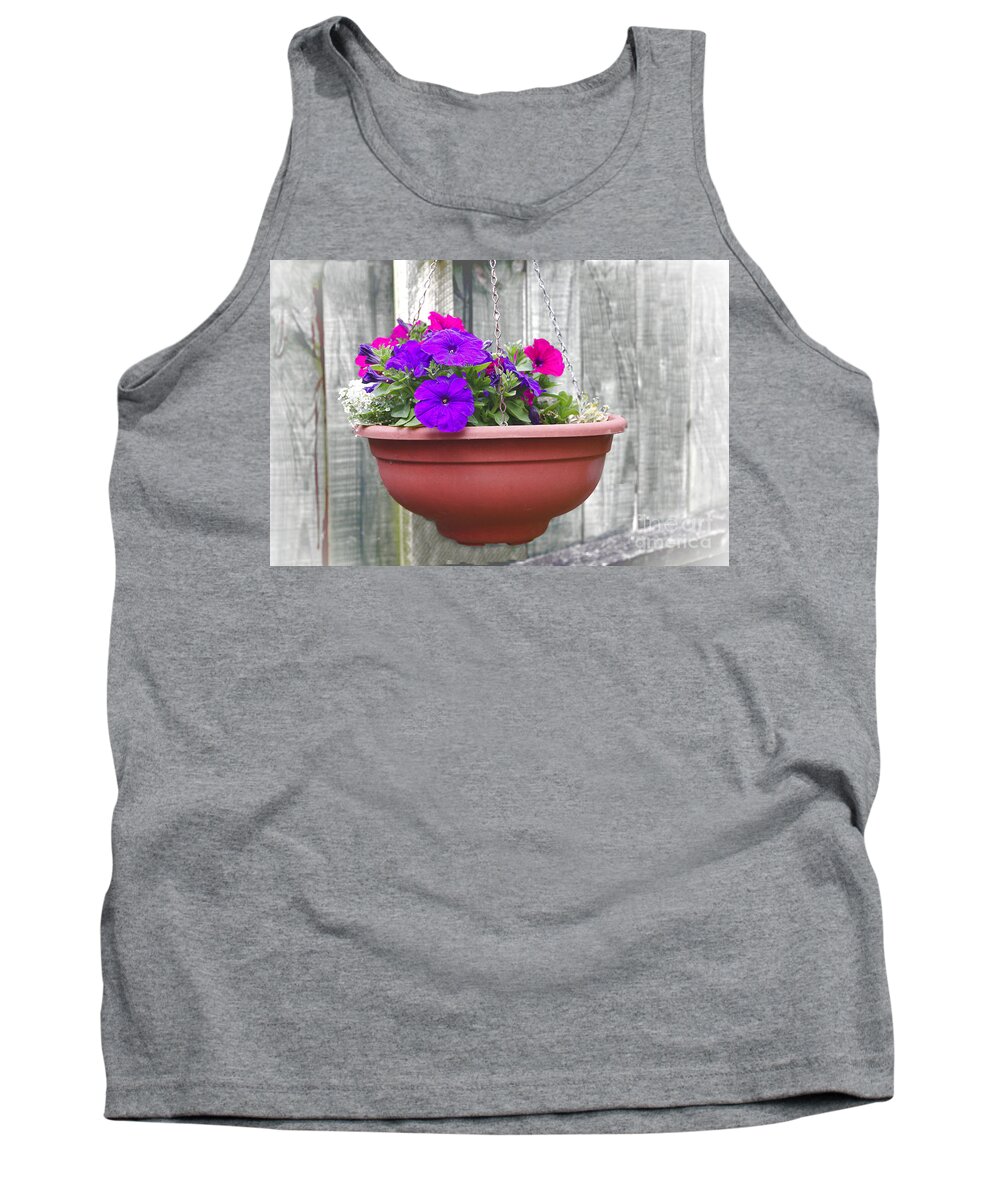 Timber Tank Top featuring the photograph Hanging Flower Pot by Jeremy Hayden