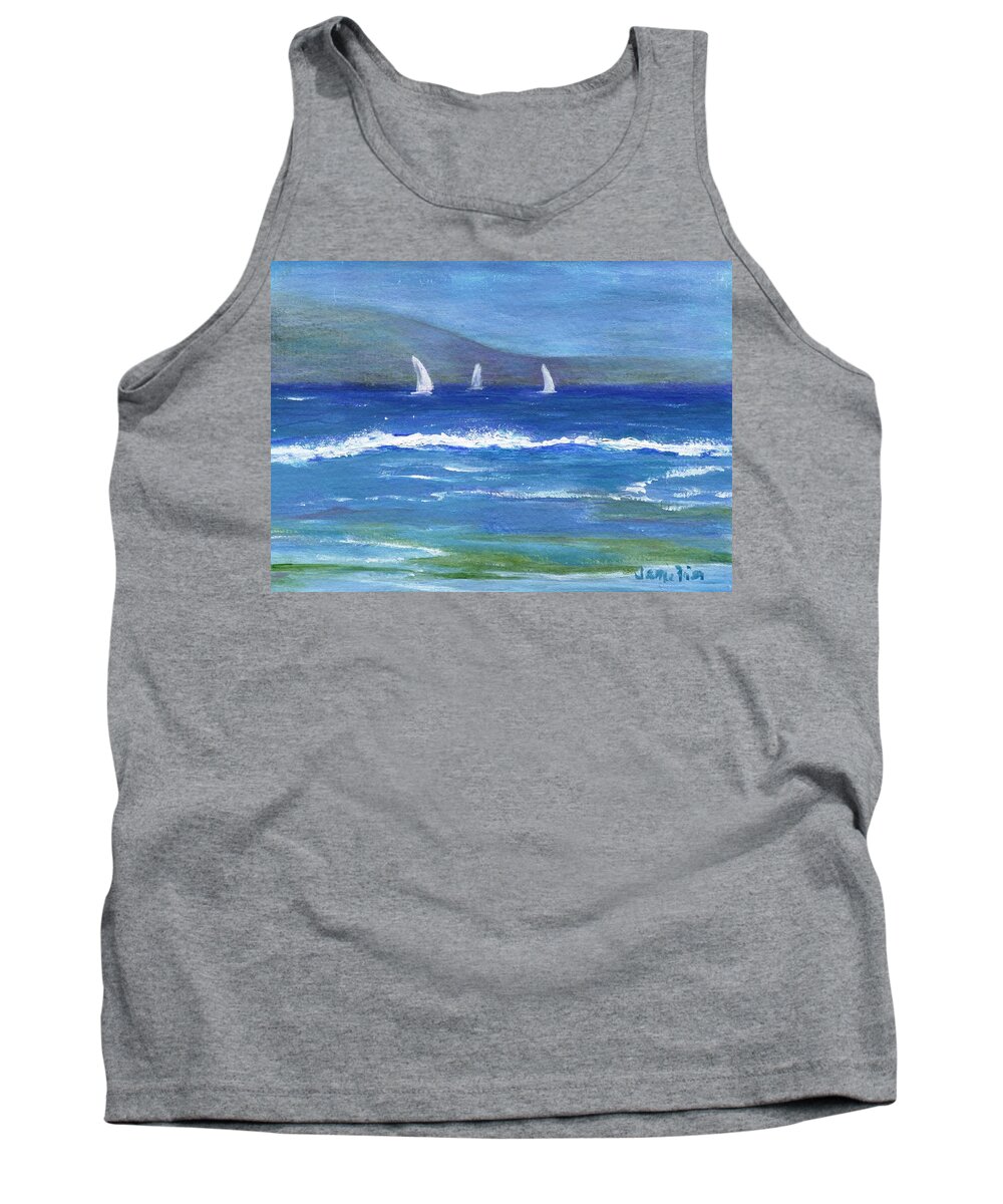Sailboats Tank Top featuring the painting Hawaiian Sail by Jamie Frier