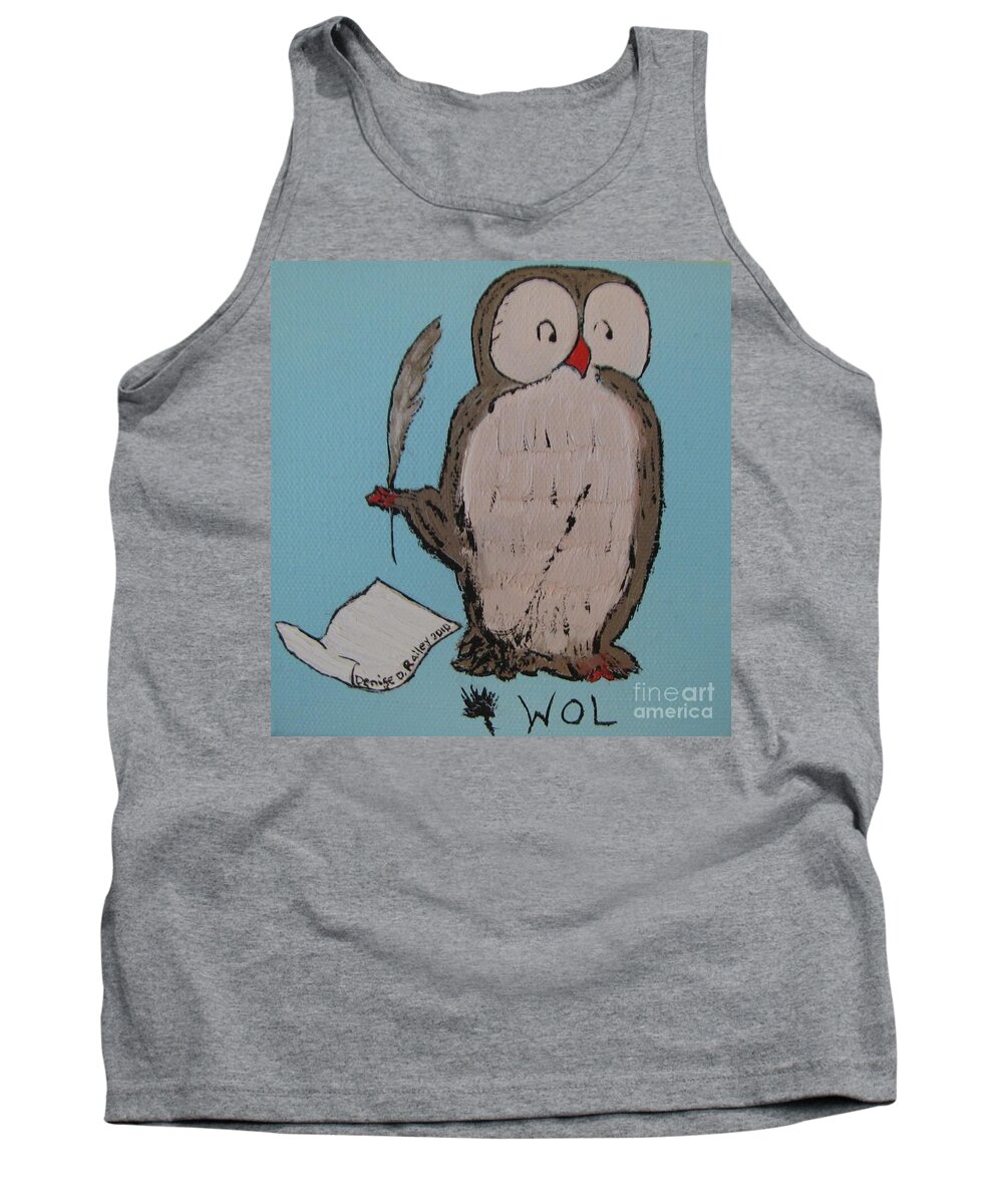 Classic Owl Tank Top featuring the painting He Can Write And Read by Denise Railey