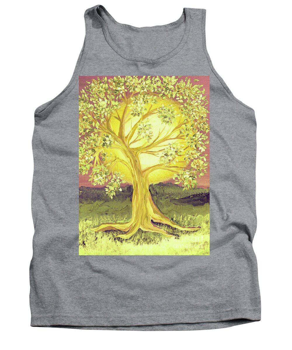 First Star Tank Top featuring the painting Heart of Gold Tree by jrr by First Star Art
