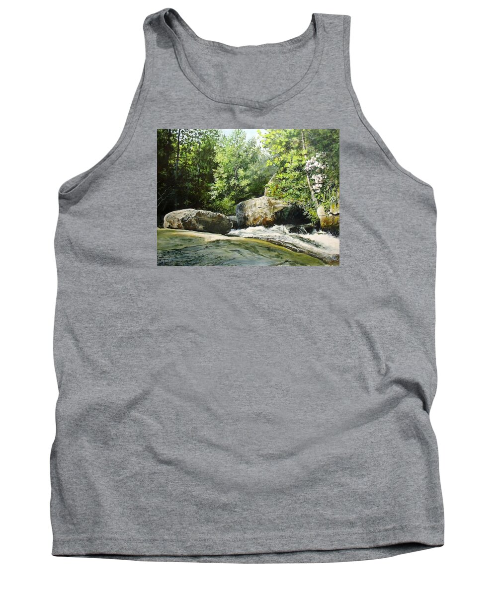 Stream Tank Top featuring the painting Hideaway by William Brody