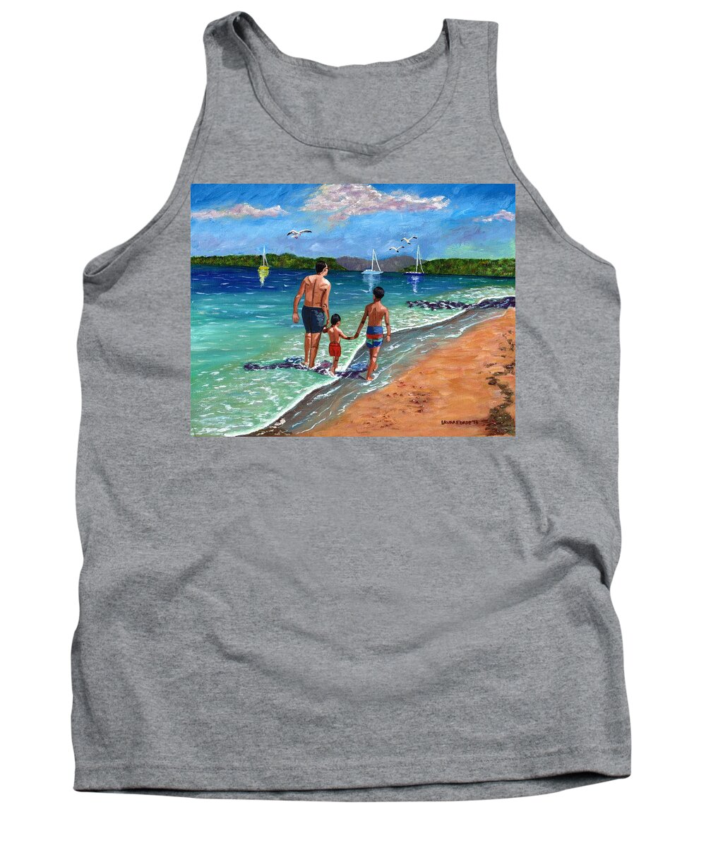 Seascape Tank Top featuring the painting Holding Hands by Laura Forde