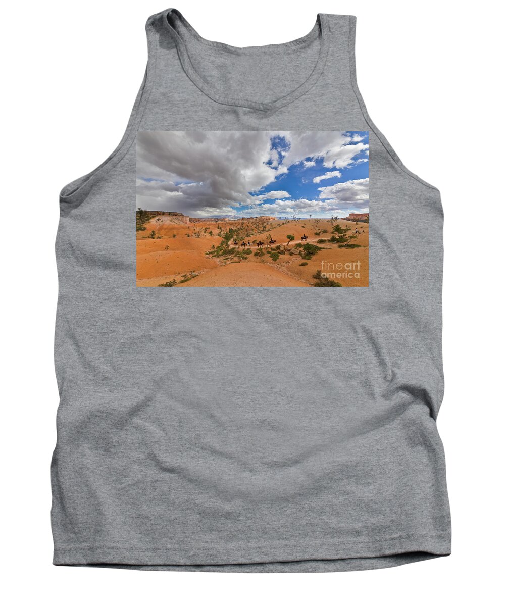 00536687 Tank Top featuring the photograph Horseback Riders On Trail Bryce Canyon by Yva Momatiuk John Eastcott