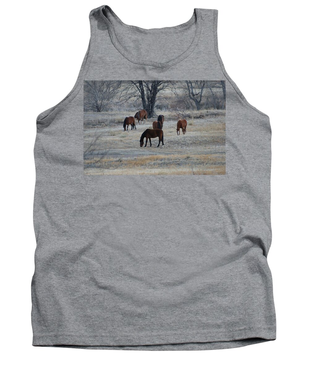 Fields Tank Top featuring the digital art Horses by Ernest Echols