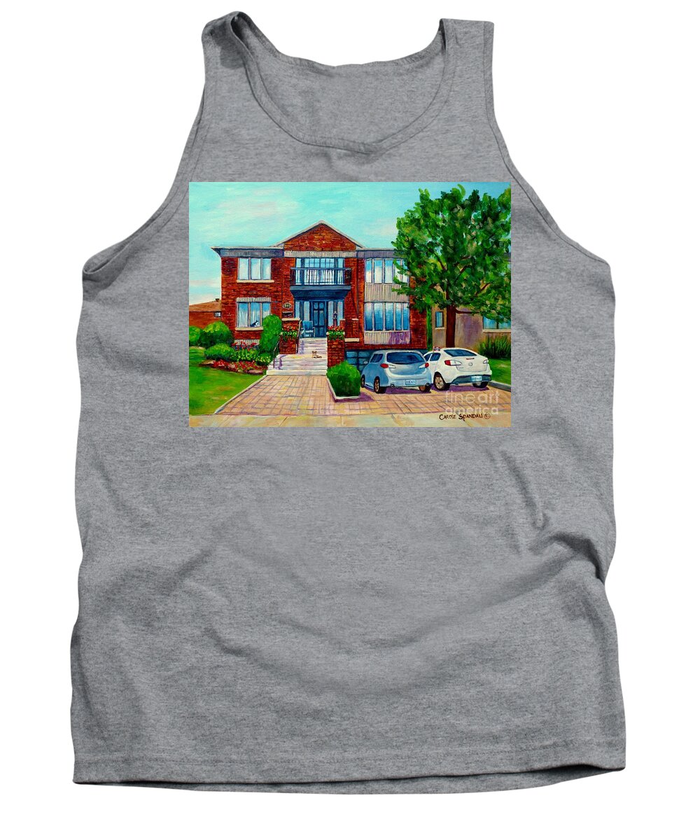 Montreal Tank Top featuring the painting House Portrait-house Art-commissioned Montreal Paintings-carole Spandau by Carole Spandau