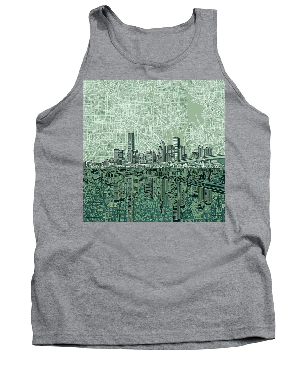 Houston Tank Top featuring the painting Houston Skyline Abstract 2 by Bekim M