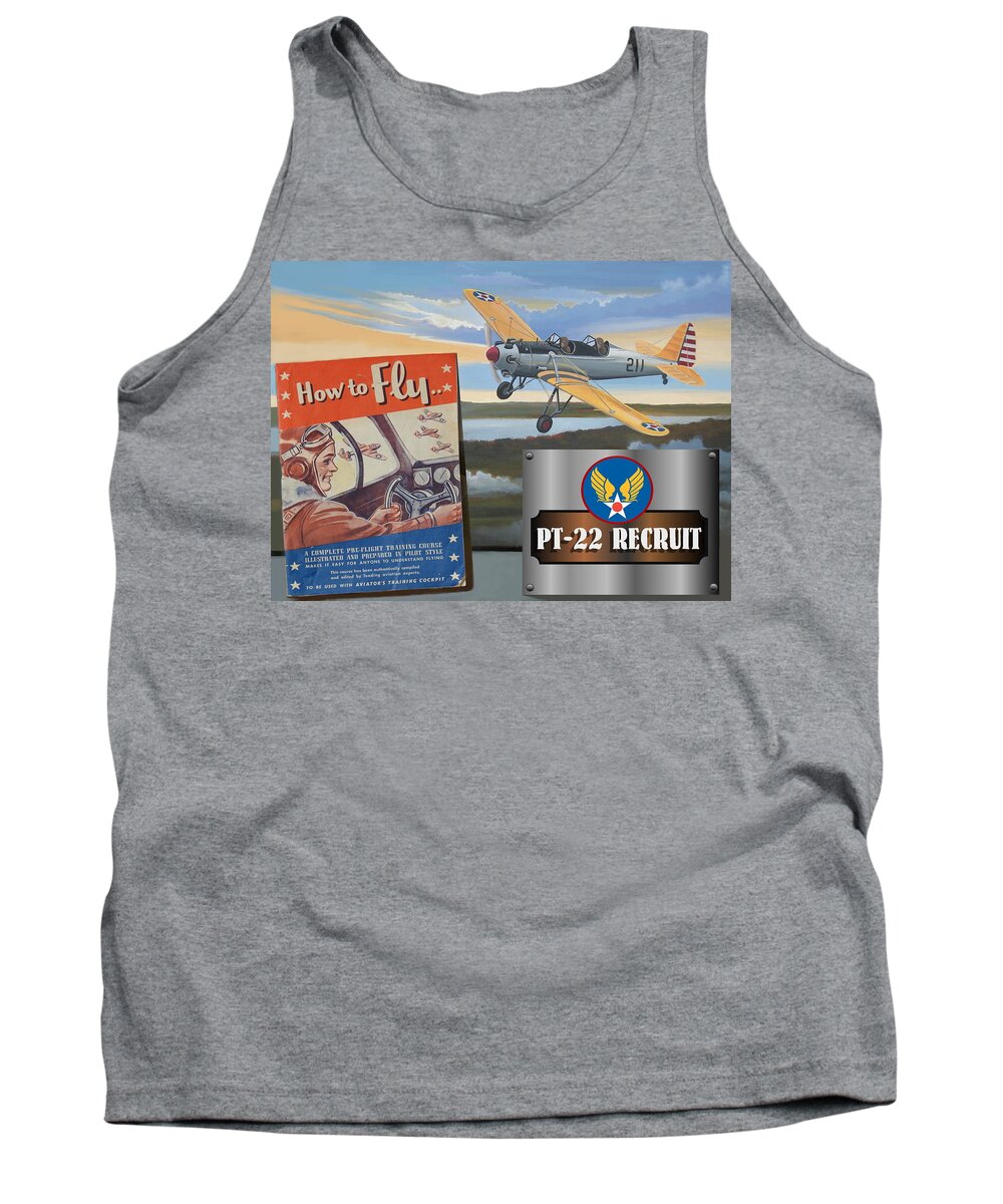 Aviation Tank Top featuring the digital art How To Fly PT-22 Recruit by Stuart Swartz
