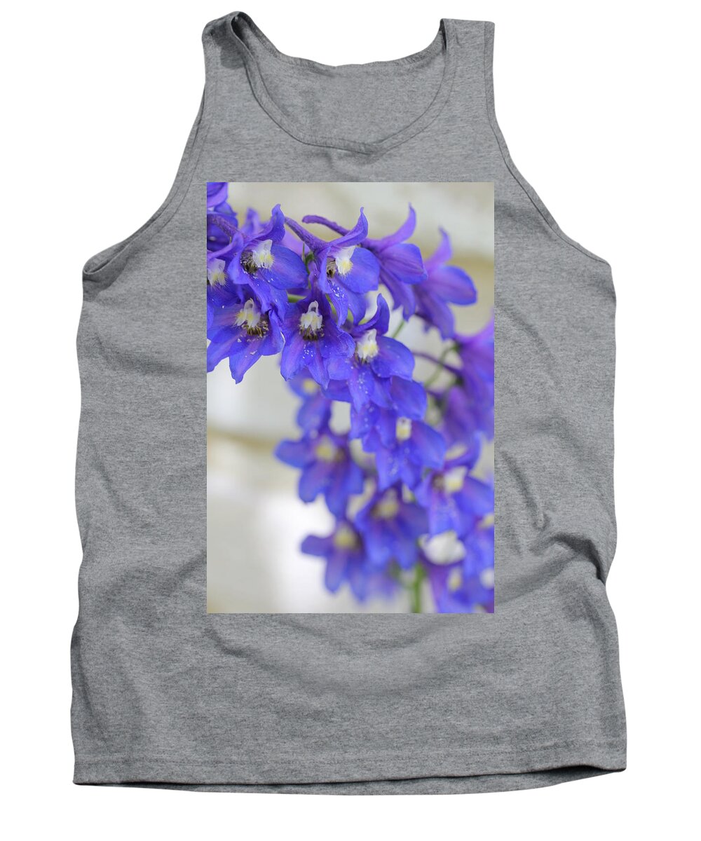 Delphinium Tank Top featuring the photograph I Got the Blues by Ruth Kamenev