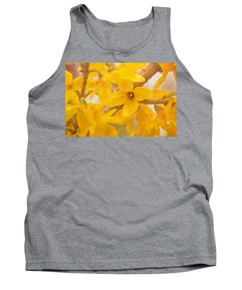 Blooming Tank Top featuring the photograph Impressionist Forsythia by Jemmy Archer