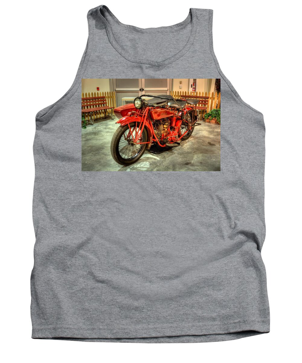 Indian Tank Top featuring the photograph Indian Motorcycle with Sidecar by David Dufresne