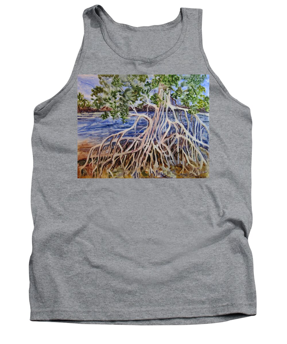 Mangroves Tank Top featuring the painting Intertwined by Roxanne Tobaison