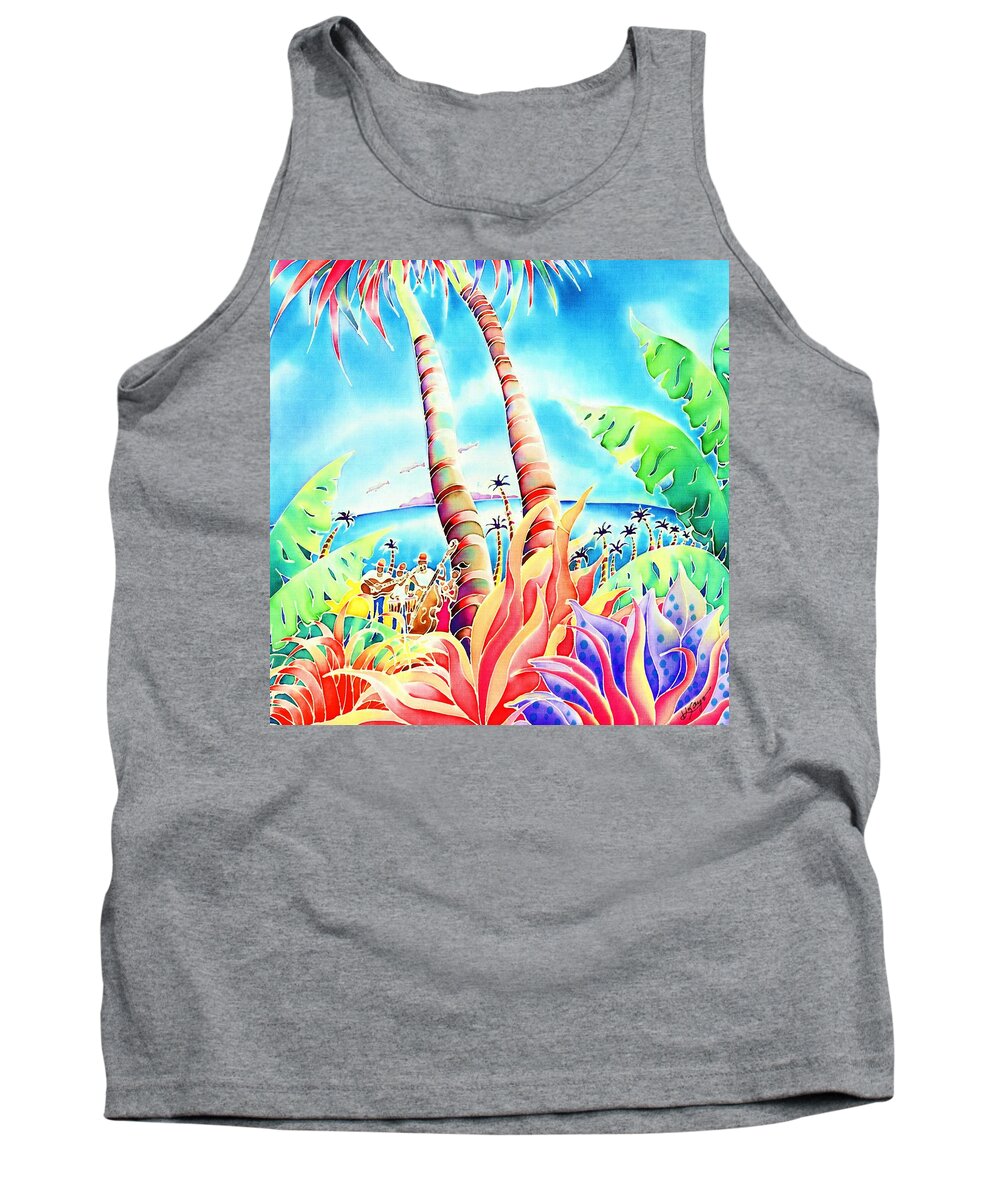 Landscape Tank Top featuring the painting Island of music by Hisayo OHTA