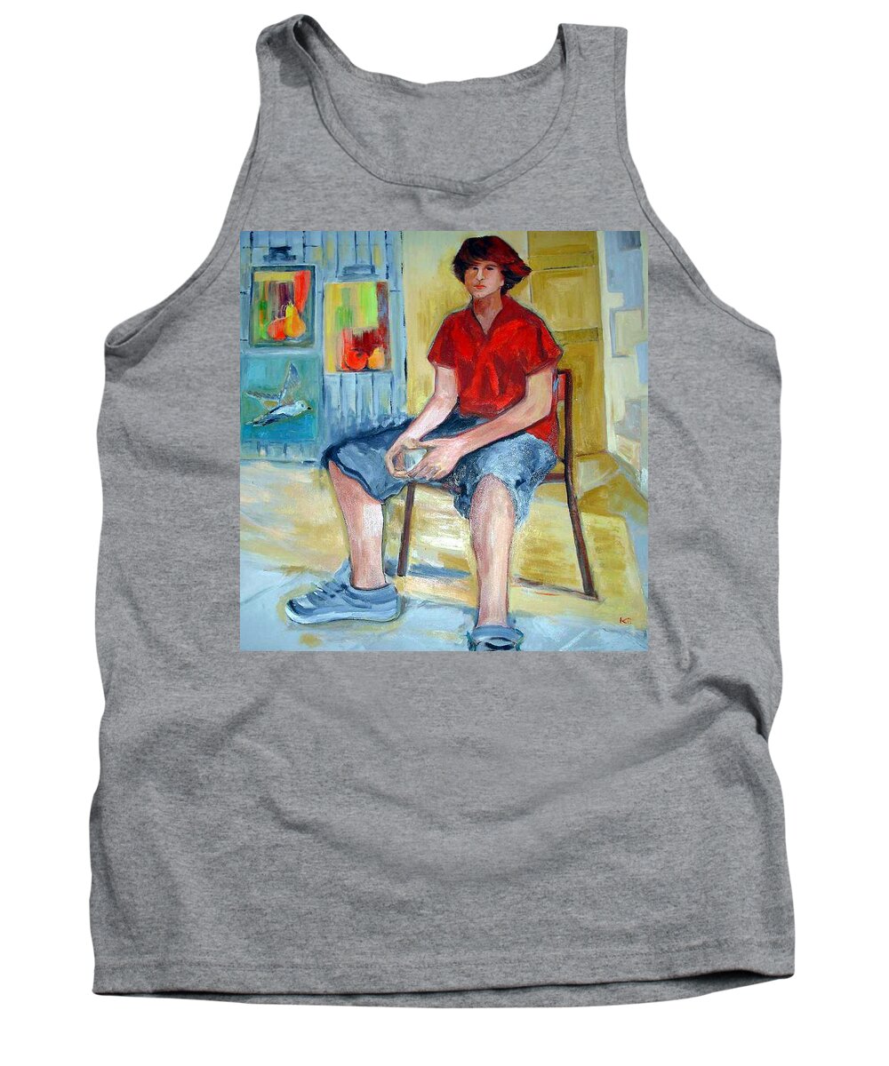 For The Contest : Painting Of Men Only Tank Top featuring the painting Jeremy by Kim PARDON