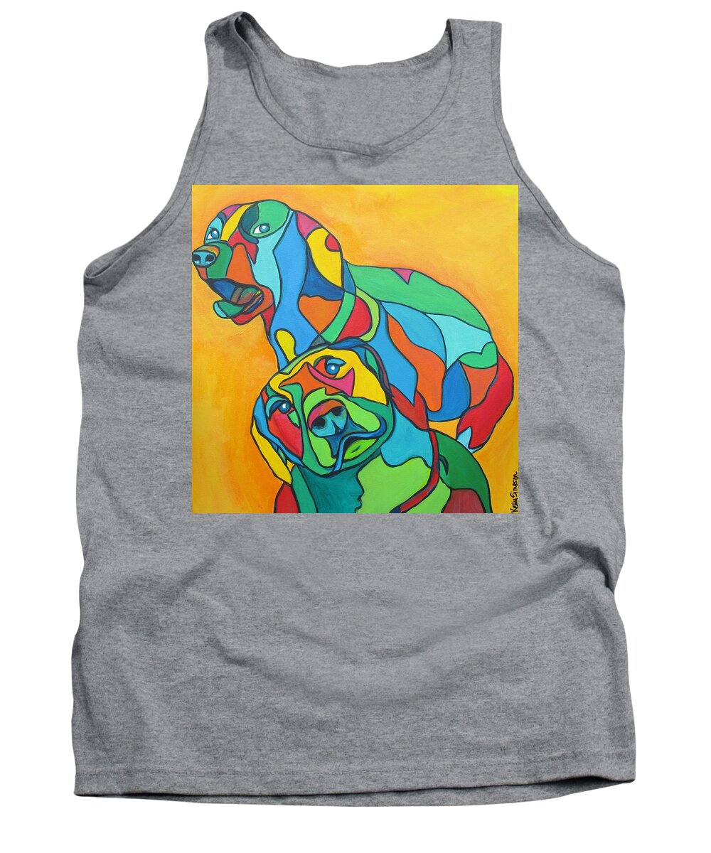 Pet Portraits Tank Top featuring the painting Katie and Turk by Kelly Simpson Hagen