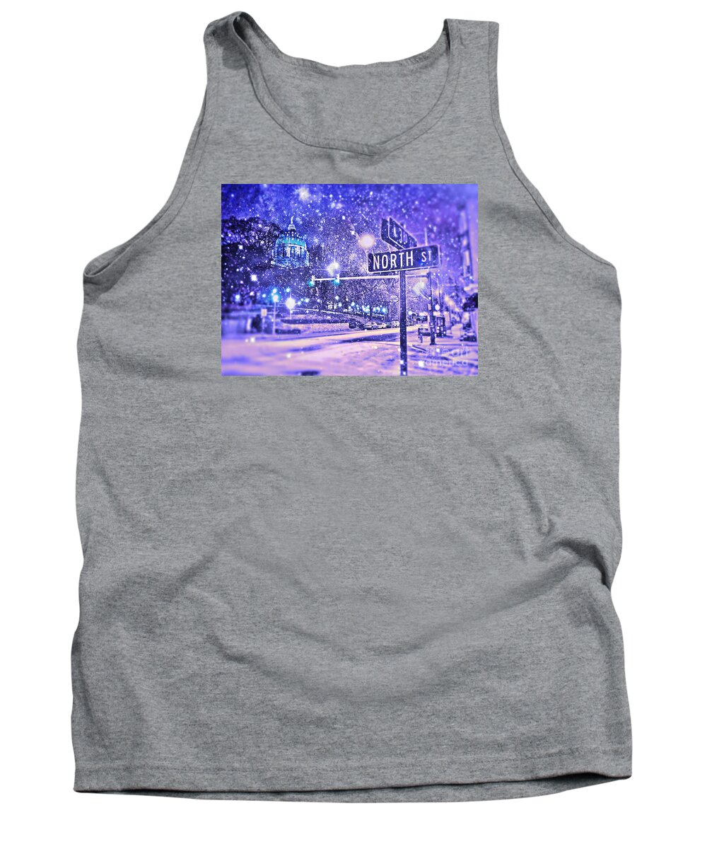 Snow Tank Top featuring the digital art KINGDOMS OF HEAVEN AND EARTH - Blue by Kevyn Bashore