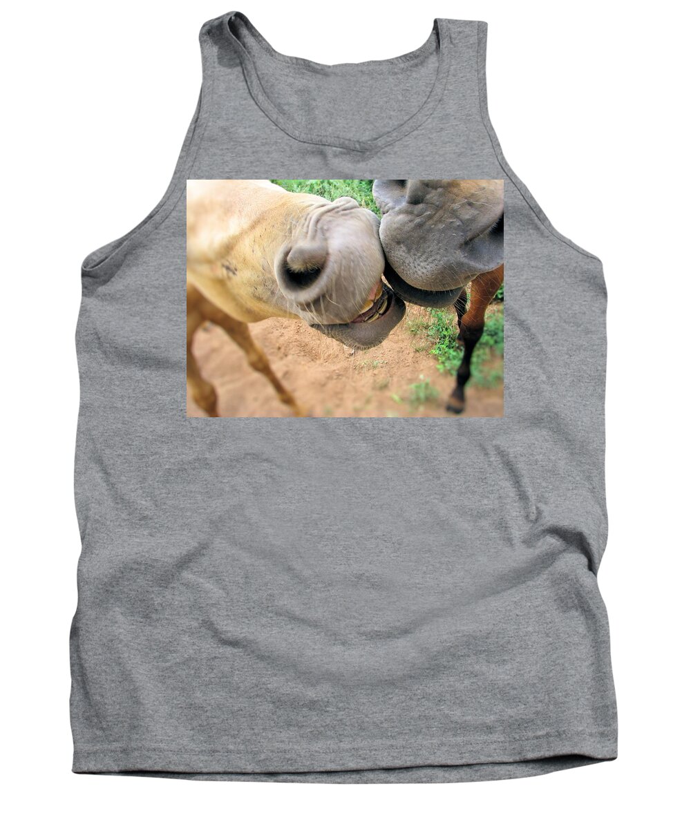 Horse Tank Top featuring the painting Kisses by Page Holland