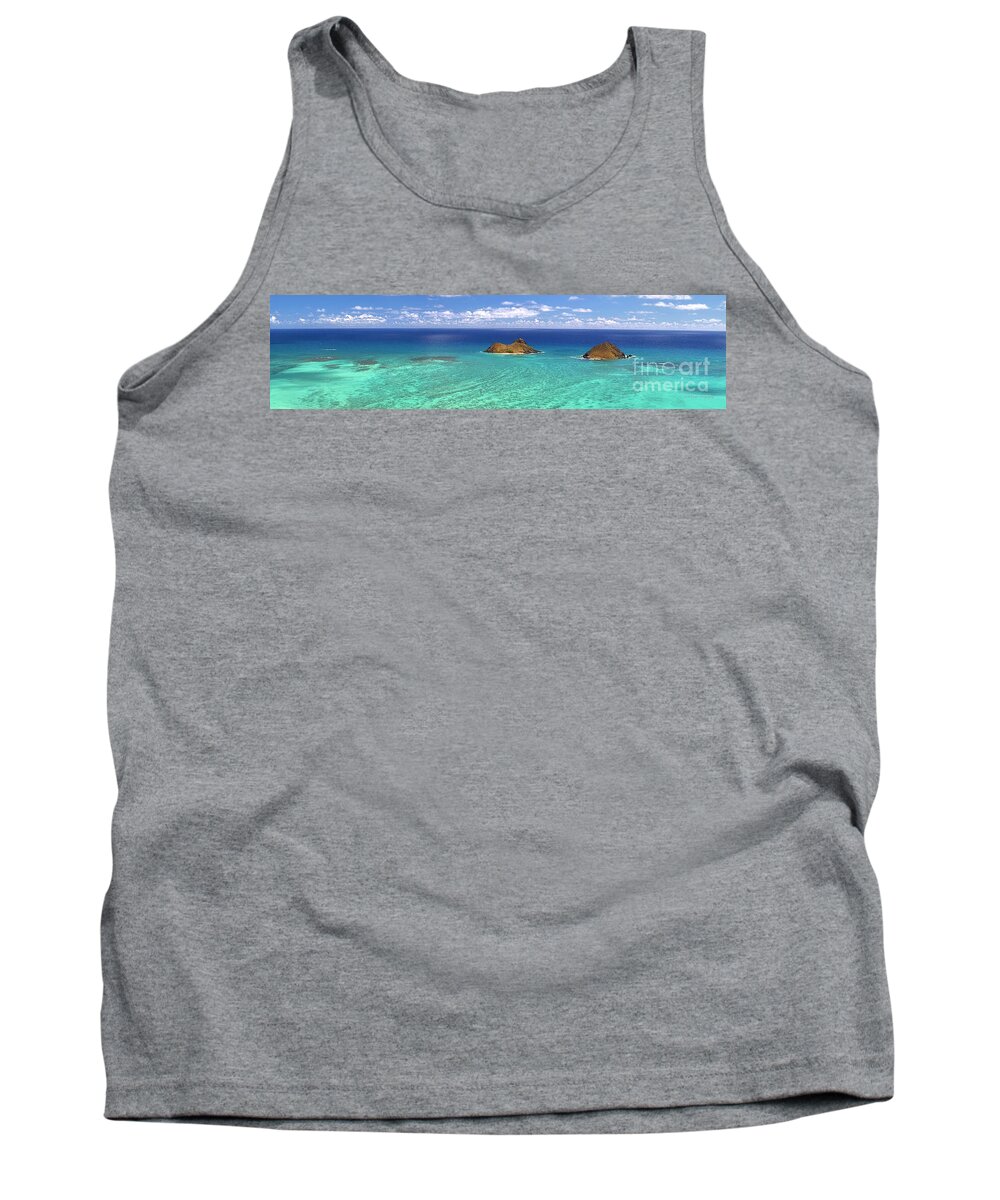 Lanikai Beach Tank Top featuring the photograph Lanikai Beach From Above Panorama by Aloha Art