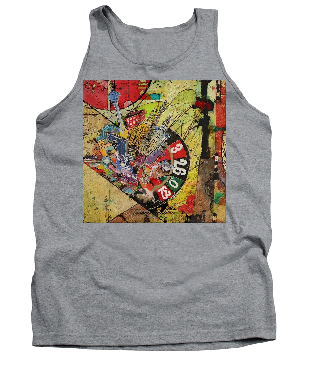 Las Vegas Tank Top featuring the painting Las Vegas Collage by Corporate Art Task Force