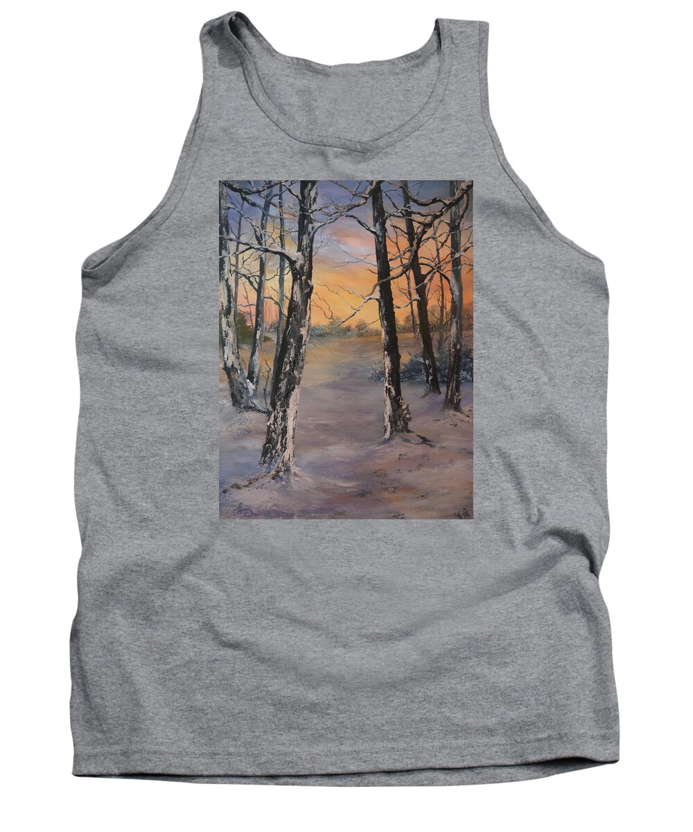 Cannock Chase Tank Top featuring the painting Last of the Sun by Jean Walker