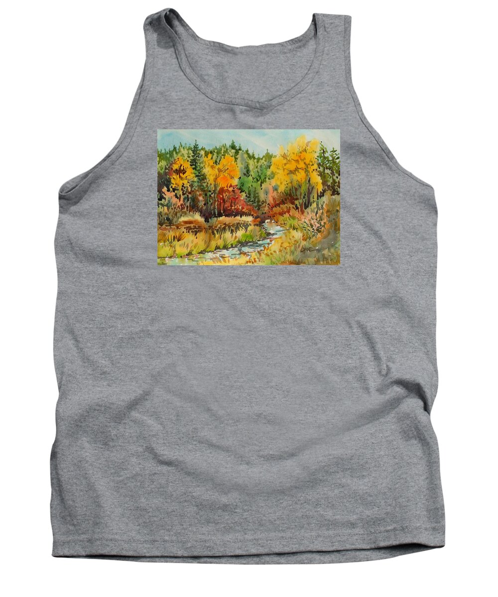 Autumn Creek Tank Top featuring the painting Latah Creek Fall Colors by Lynne Haines