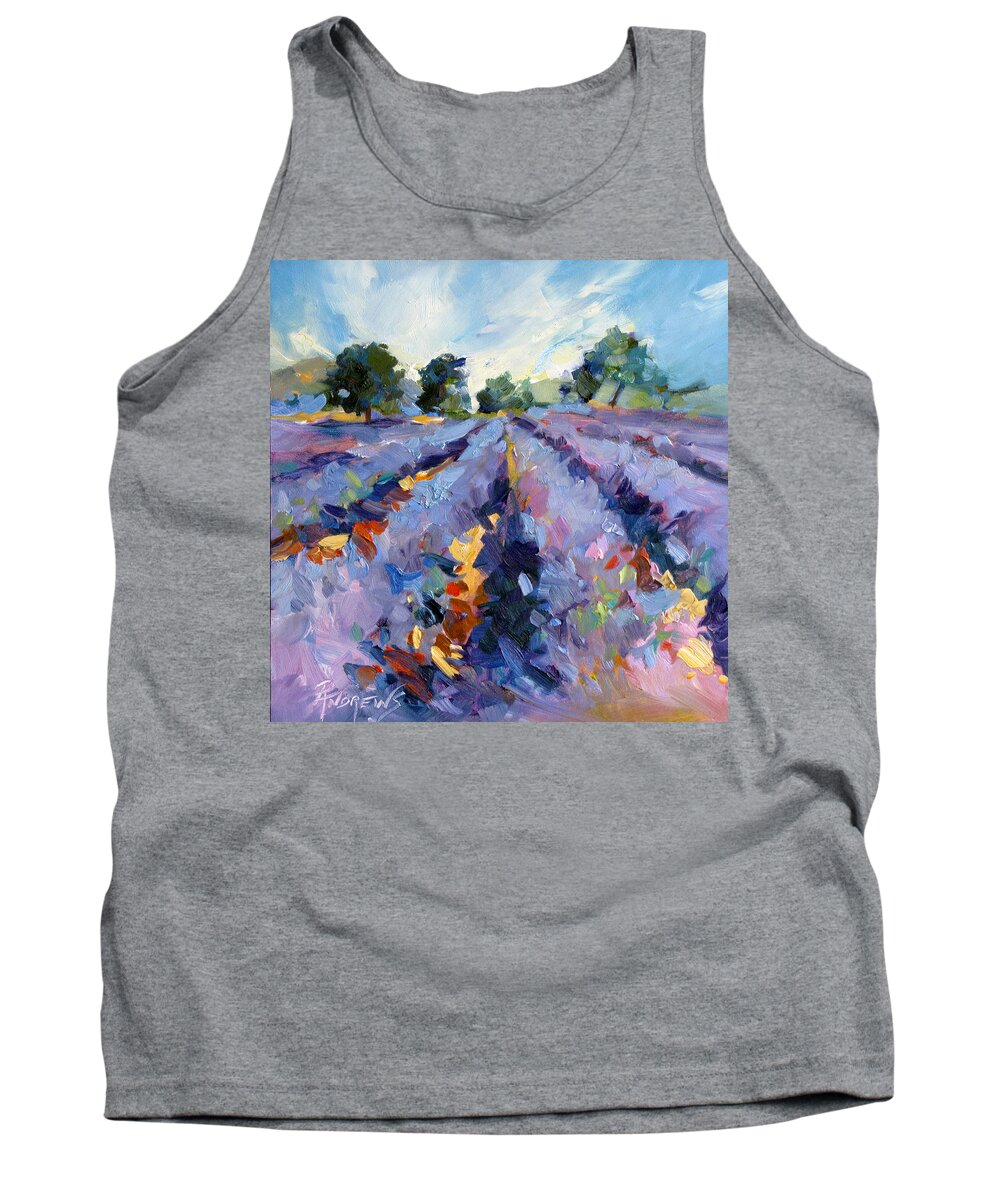Provence Tank Top featuring the painting Lavender Blues by Rae Andrews