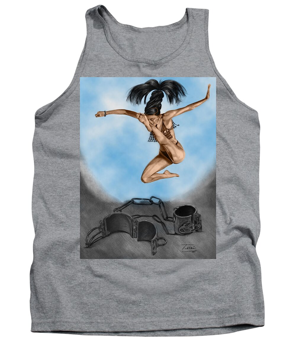 Hair Tank Top featuring the drawing Liberte by Terri Meredith