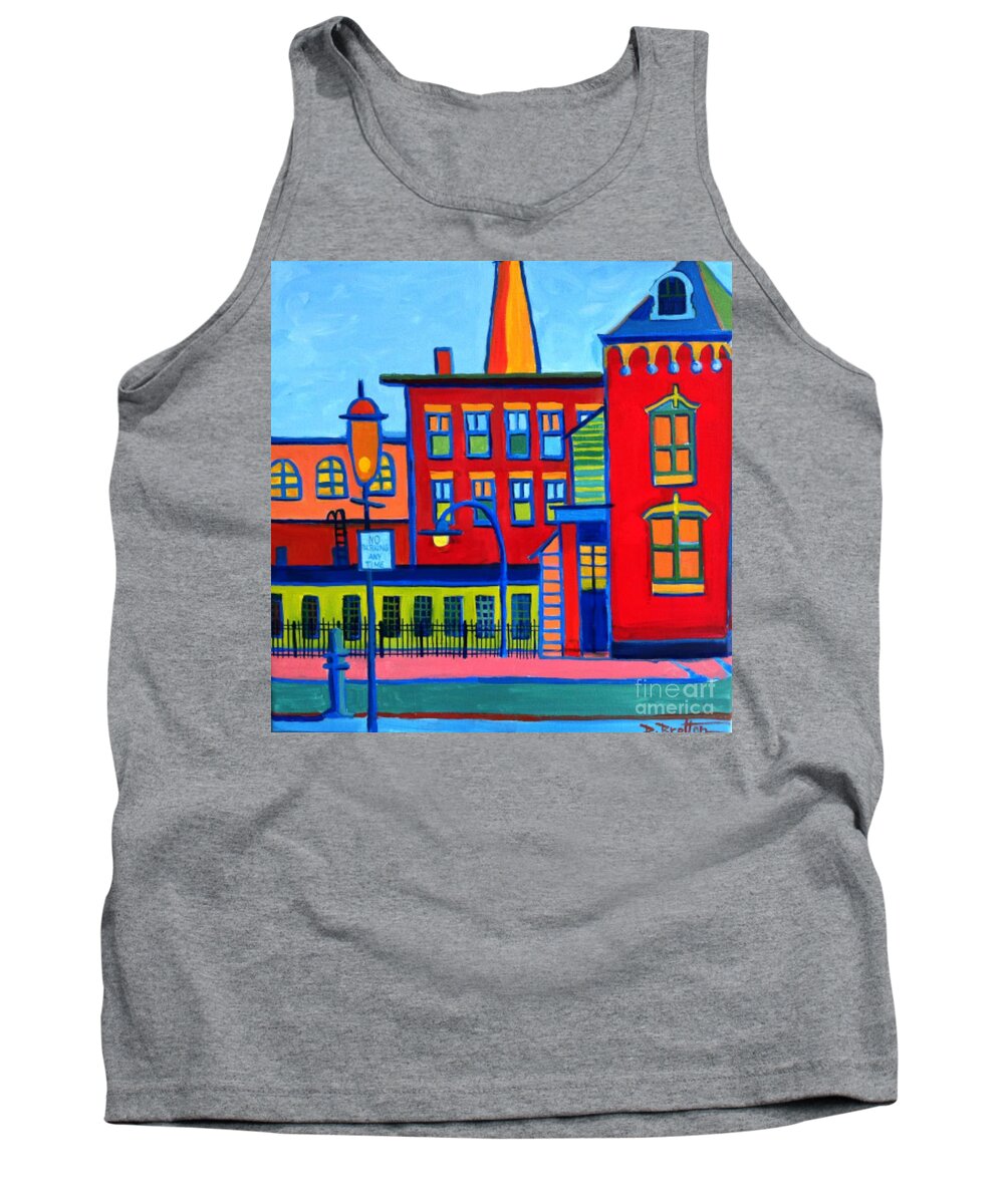 Landscape Tank Top featuring the painting Life Revolving in the City Lowell MA by Debra Bretton Robinson