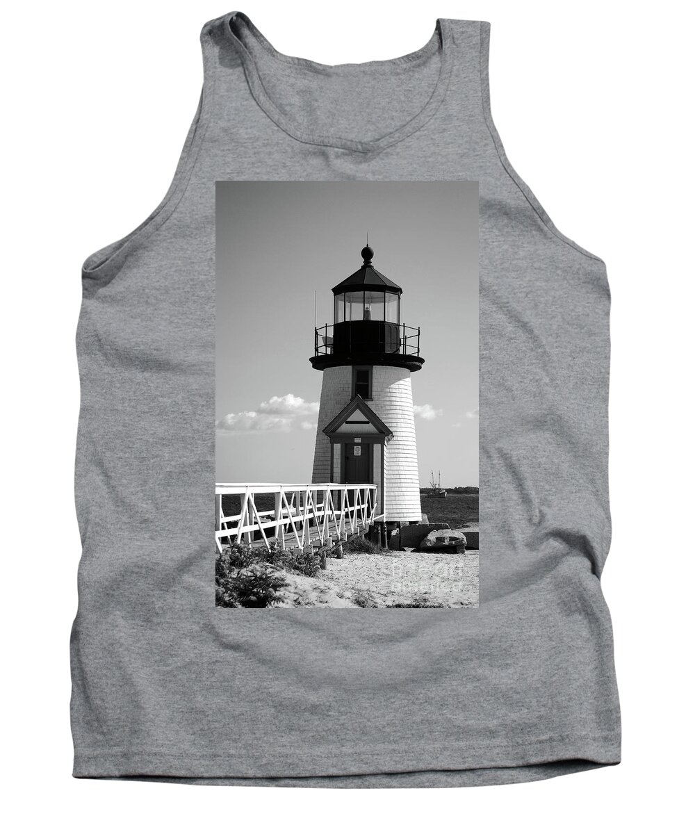 Lighthouse Tank Top featuring the photograph Lighthouse on Nantucket BW by Lori Tambakis